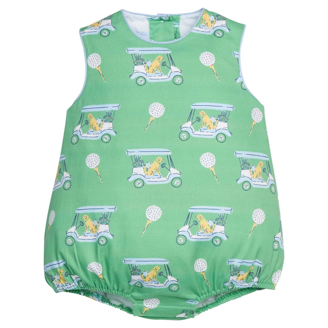 Blue Paws on Par Round Neck Bubble by Little English - baby one-piece romper