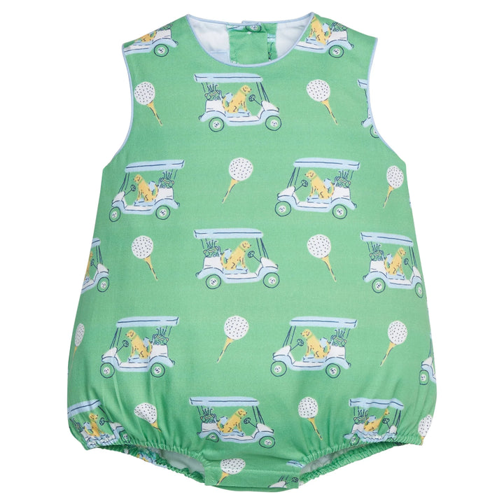 Blue Paws on Par Round Neck Bubble by Little English - baby one-piece romper