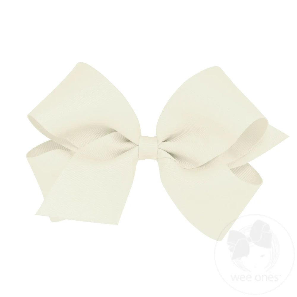 Classic Grosgrain Antique White Hair Bow (Plain Wrap) by Wee Ones - alternate view