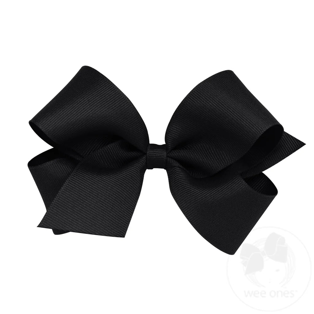 Classic Black Grosgrain Hair Bow (Plain Wrap) by Wee Ones - alternate view