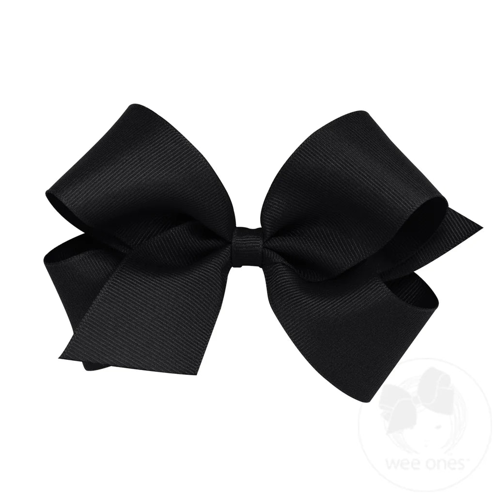 Classic Black Grosgrain Hair Bow (Plain Wrap)