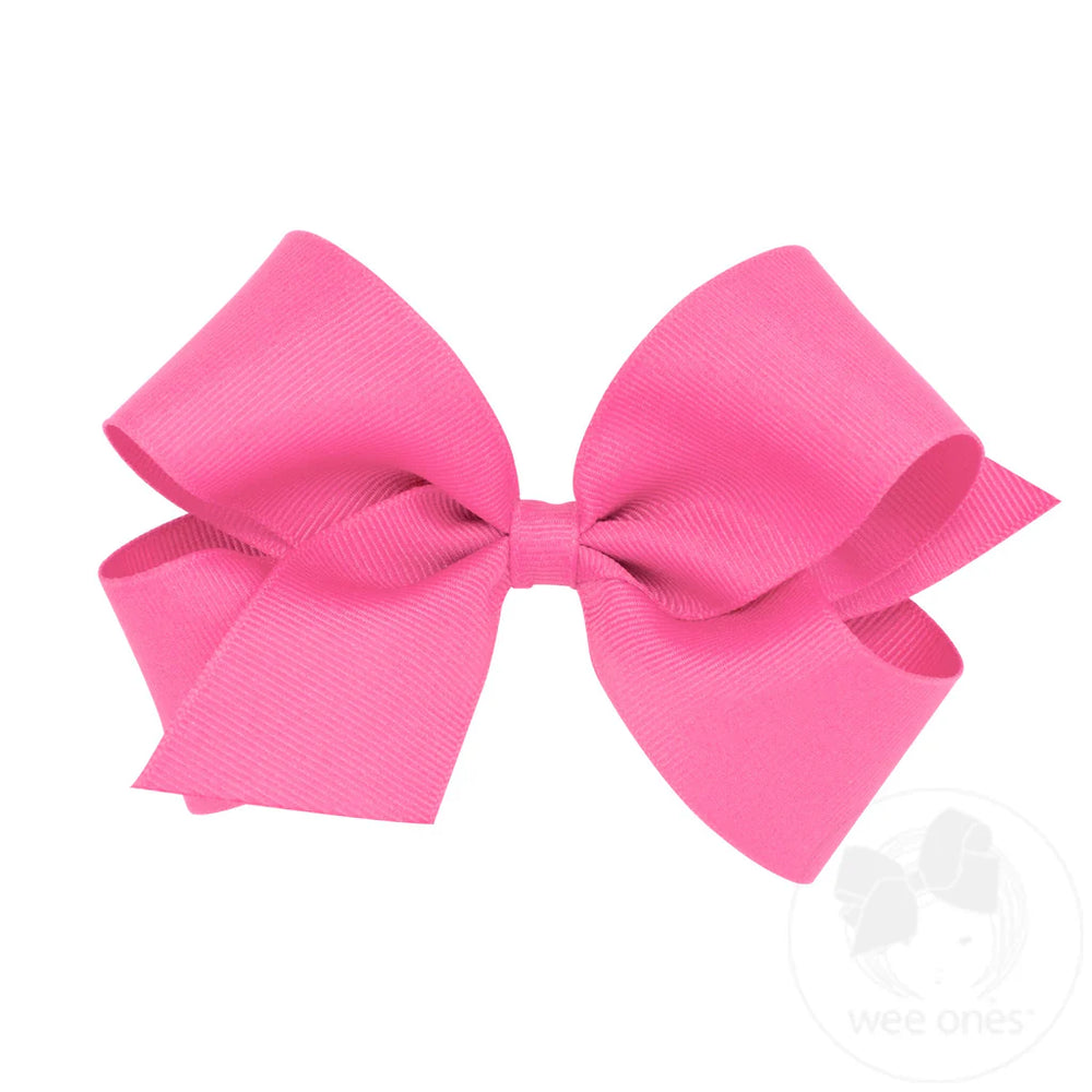 Classic Hot Pink Grosgrain Hair Bow (Plain Wrap) by Wee Ones - alternate view