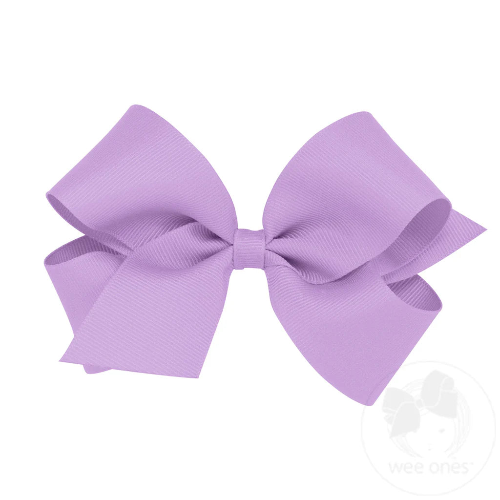 Classic Light Orchid Grosgrain Hair Bow (Plain Wrap)
