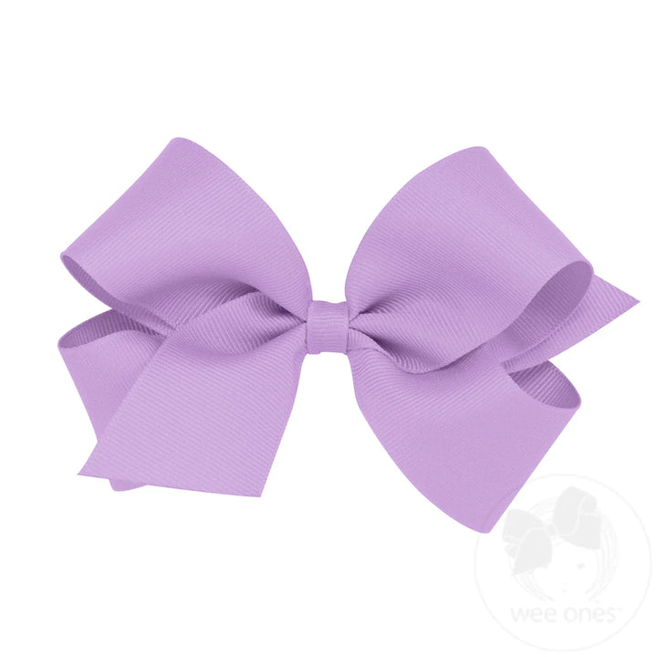 Classic Light Orchid Grosgrain Hair Bow (Plain Wrap)