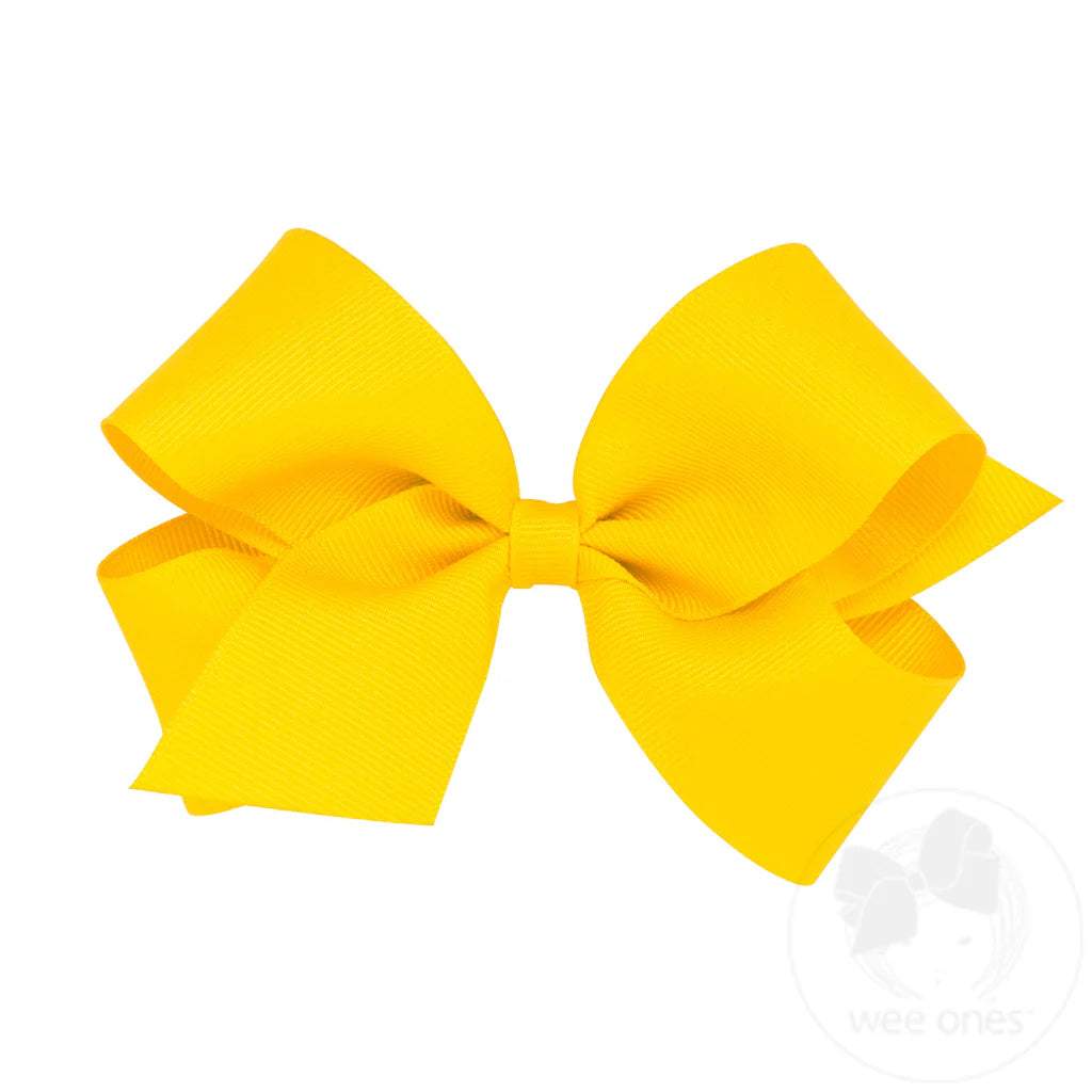 Lemon Yellow Classic Grosgrain Hair Bow (Plain Wrap)