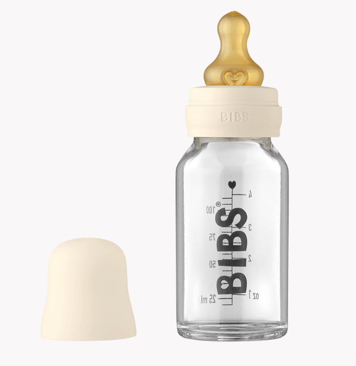 Baby Glass Bottle Complete Set 110ml Ivory - 110 ml