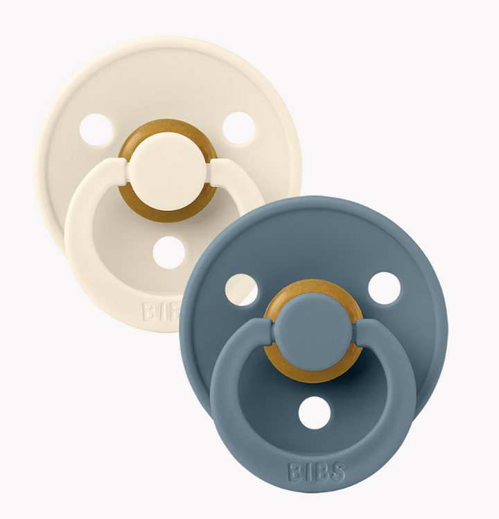 BIBS Colour 2 Pack Ivory/Petrol Round Natural Latex