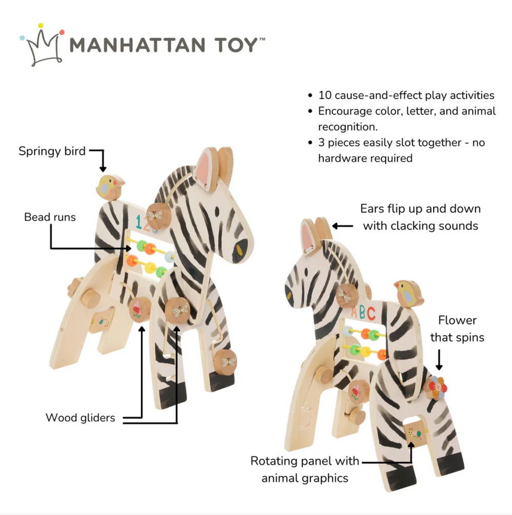 Safari Zebra Activity Toy by Manhattan Toy Company - back view