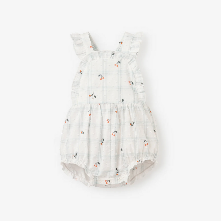 Strawberry Picnic Swiss Dot Bibbed Bubble
