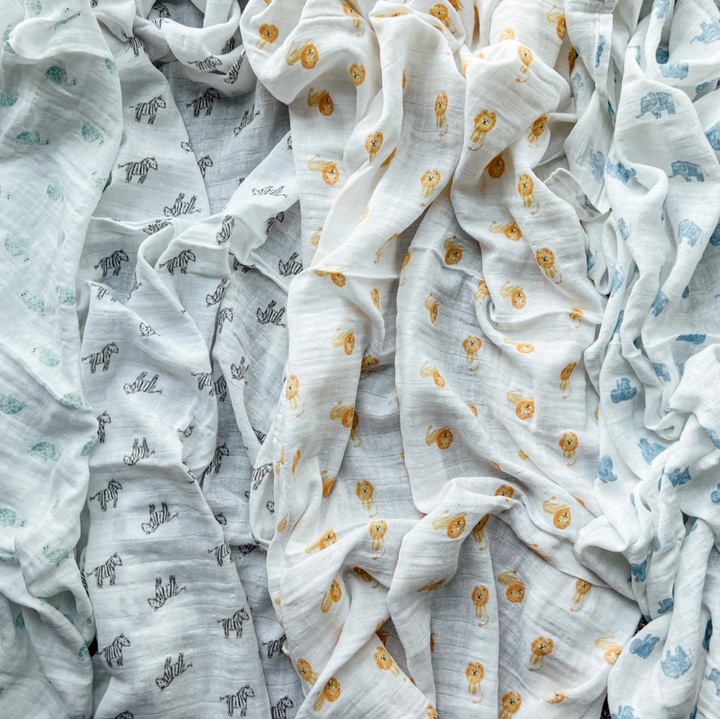 Animal Kingdom - Organic Cotton Muslin Swaddle Blanket 4 Pack