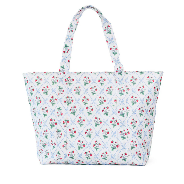 Floral patterned tote bag on a white background