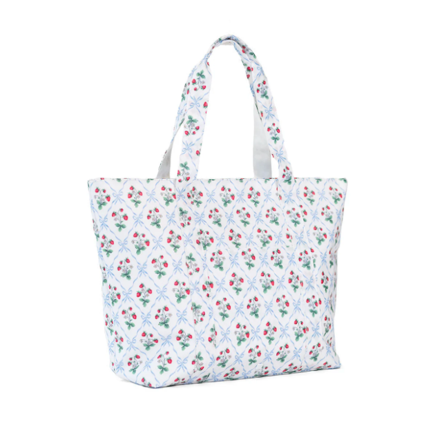 Floral patterned tote bag on a white background
