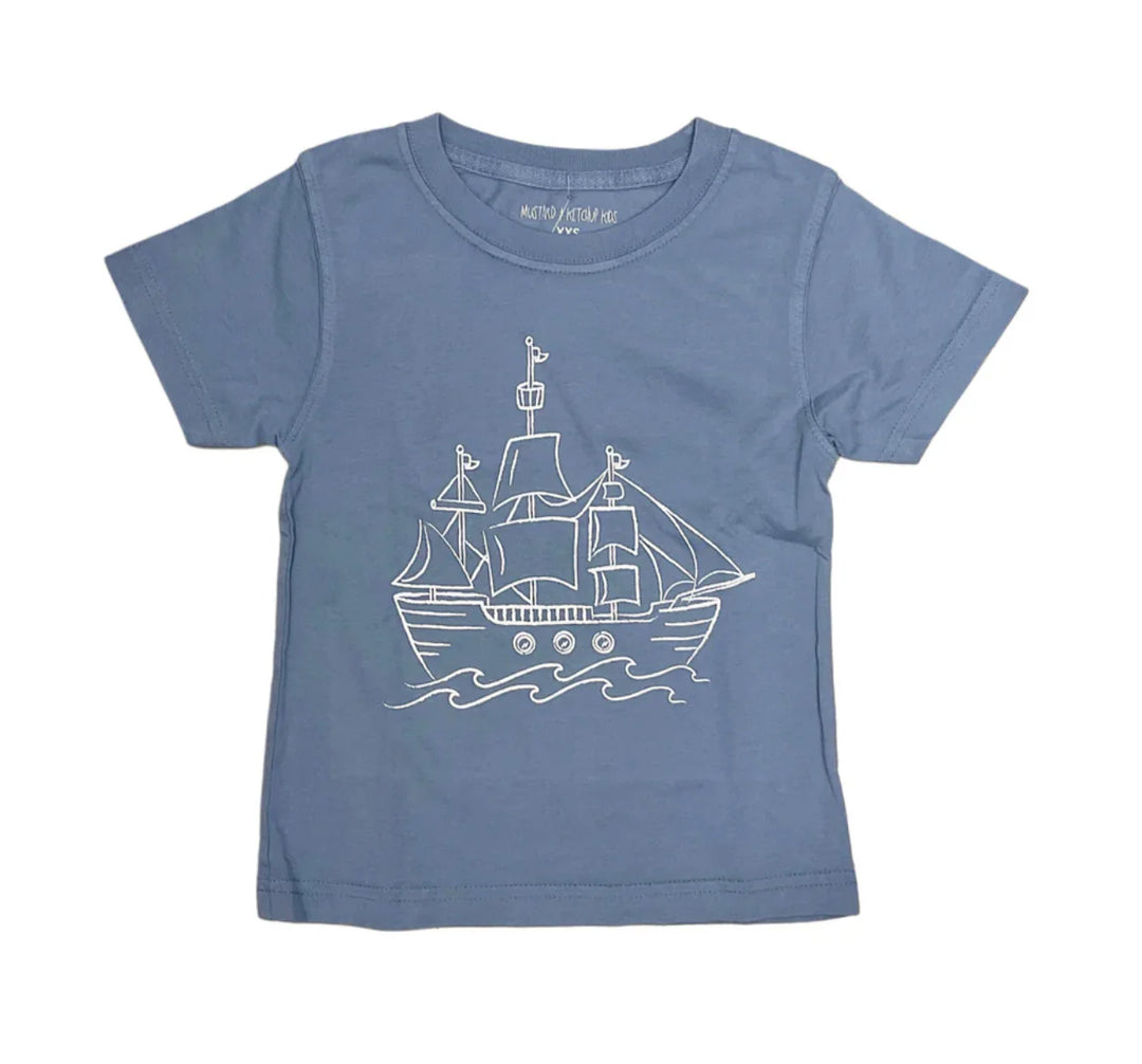 Denim Pirate Ship T-Shirt by Mustard & Ketchup Kids - kids t-shirt