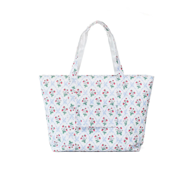 Floral patterned tote bag on a white background