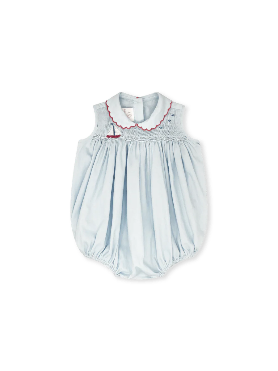 Ella Bubble in Brentwood Blue Pique, Sailboat