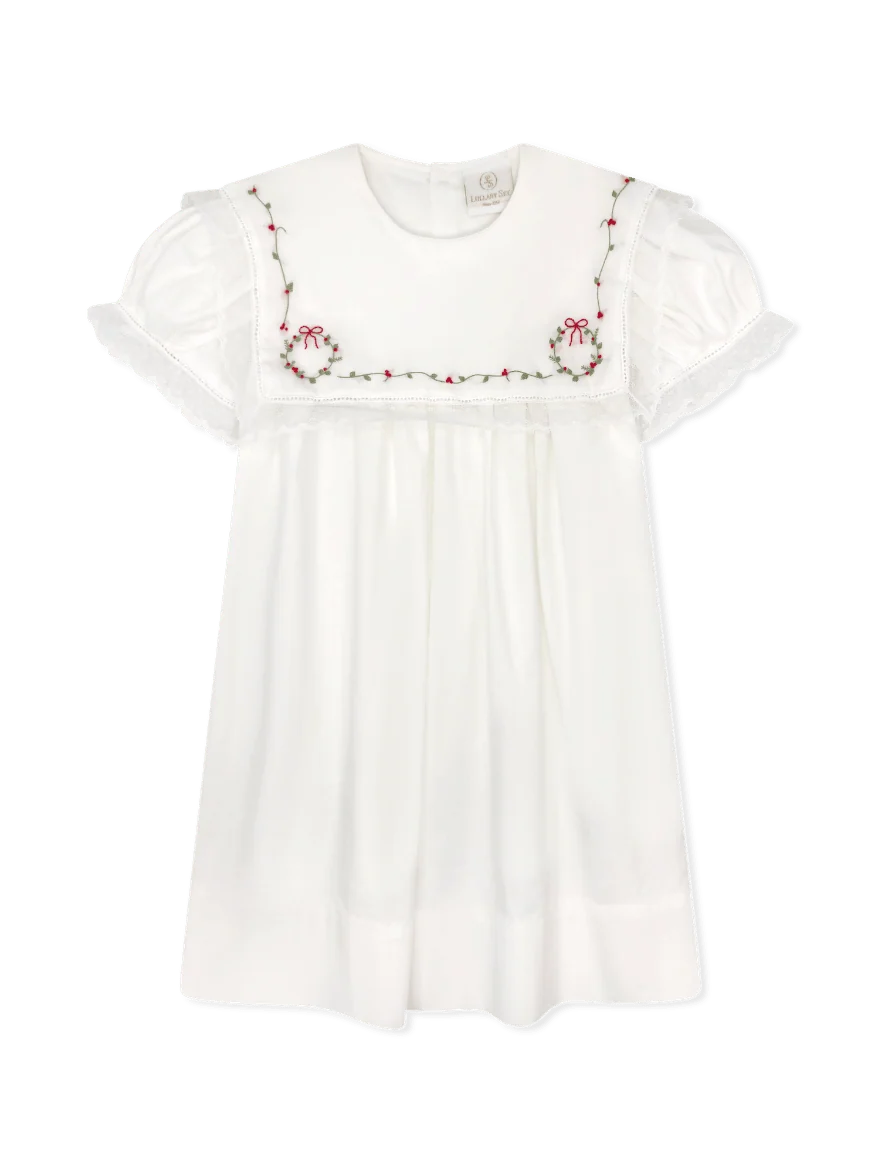 Hope Chest Dress - Blessing White Batiste, Wreaths
