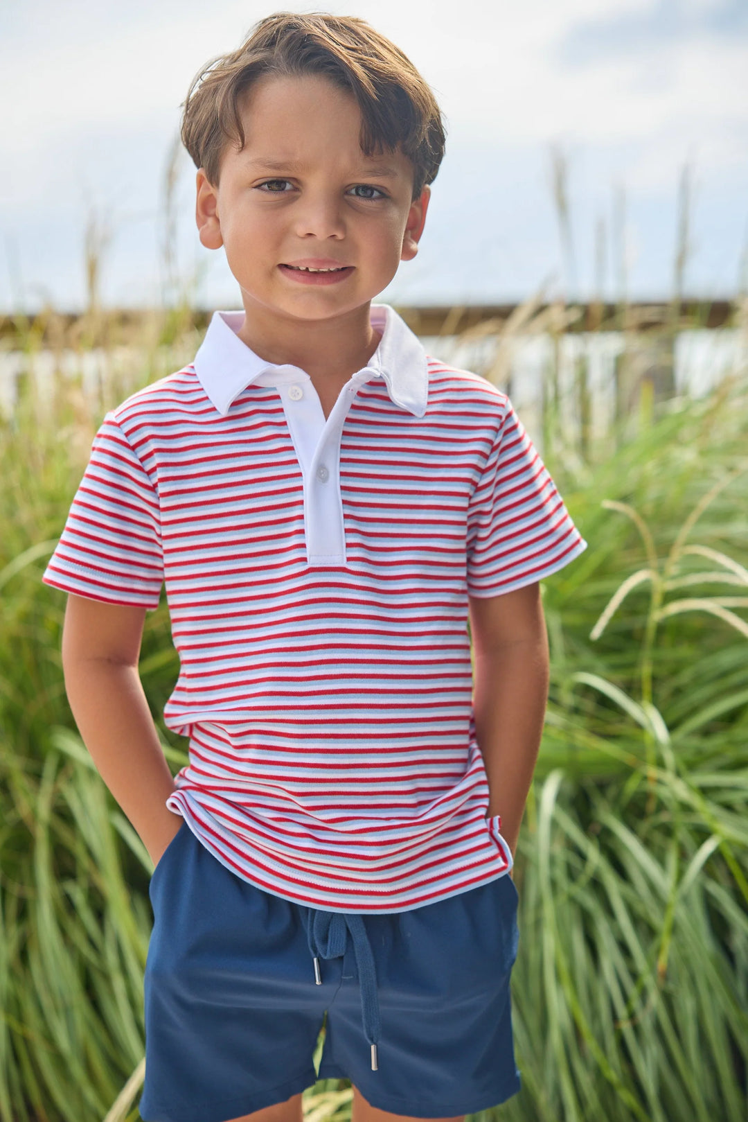 Americana Stripe Short Sleeve Polo