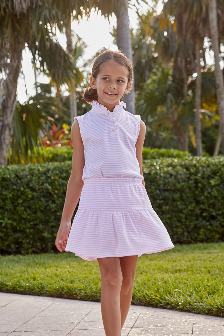 Light Pink Stripe Sleeveless Hastings Polo by Little English - alternate view
