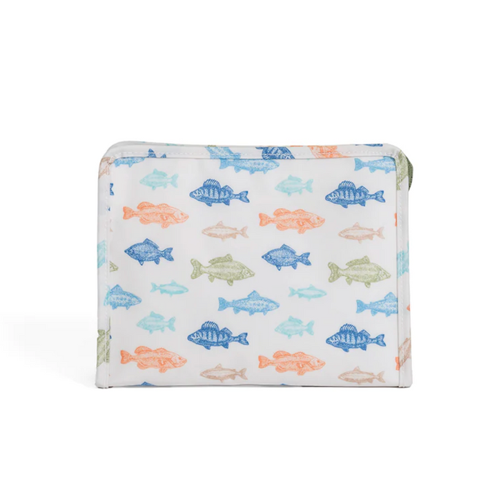 Small pouch with fish pattern on a white background