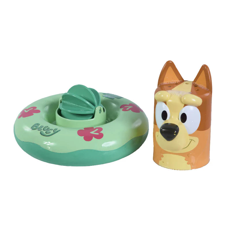 Toomies Splash & Float Bluey – 2-in-1 Water Toy with Pour Cup and Water Wheel by Cuddles & Carriages - back view