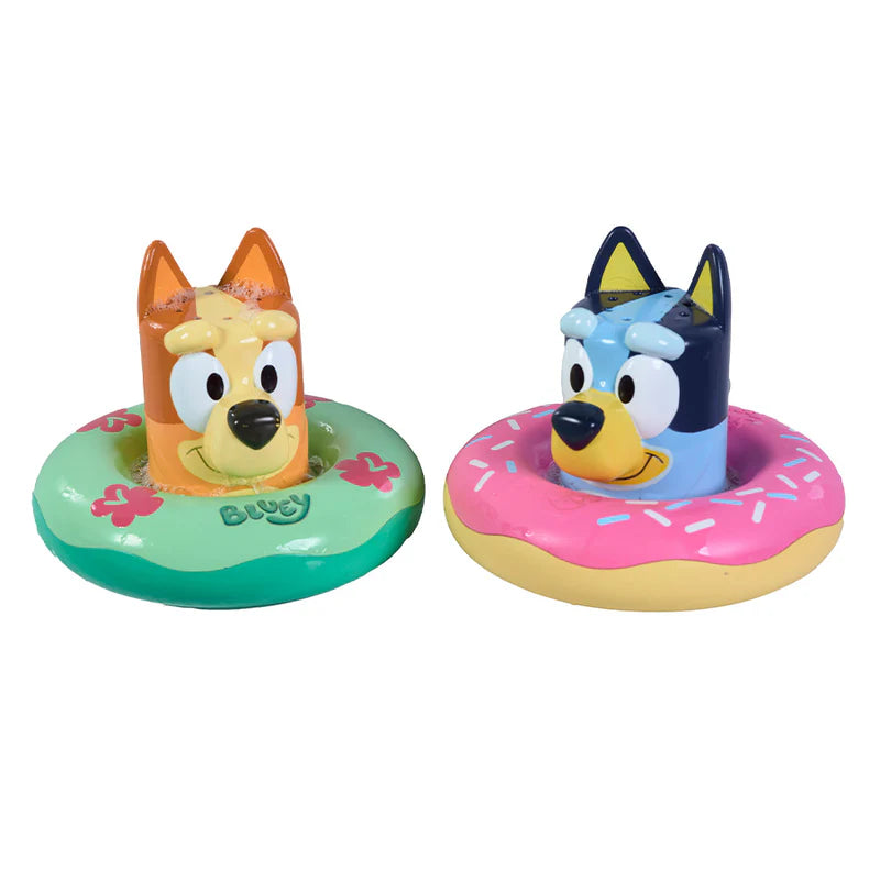 Toomies Splash & Float Bluey – 2-in-1 Water Toy with Pour Cup and Water Wheel by Cuddles & Carriages - bath toy