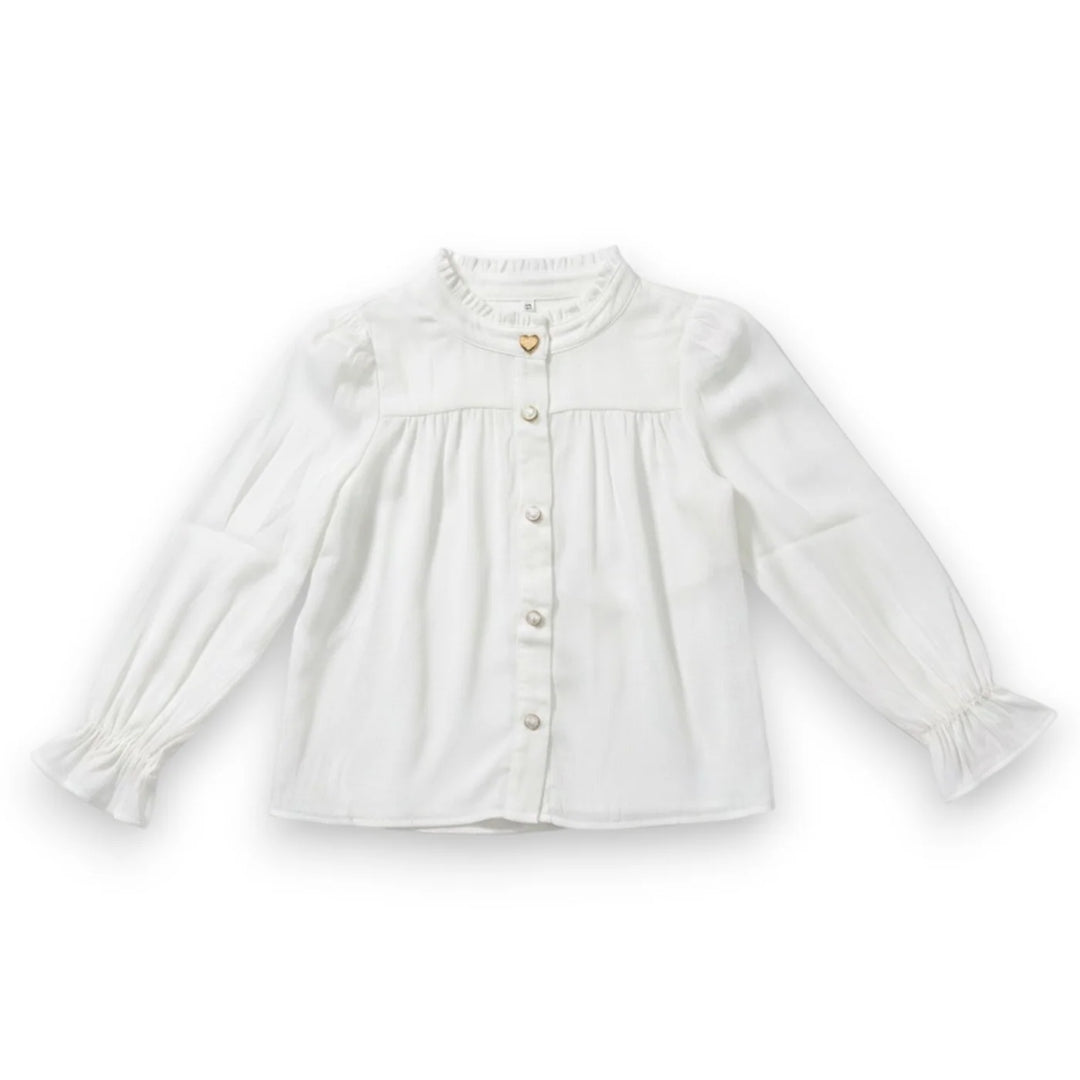 White LS Shirt Gold Buttons