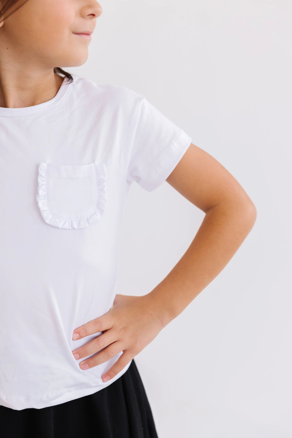 White Ruffle Pocket Tee by Mila and Rose - alternate view