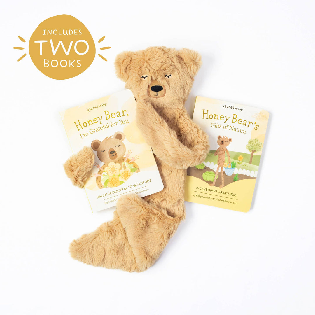 Honey Bear's Gratitude Plush Snuggler Set - with 2 books! by Slumberkins Inc. - stuffed animal toy