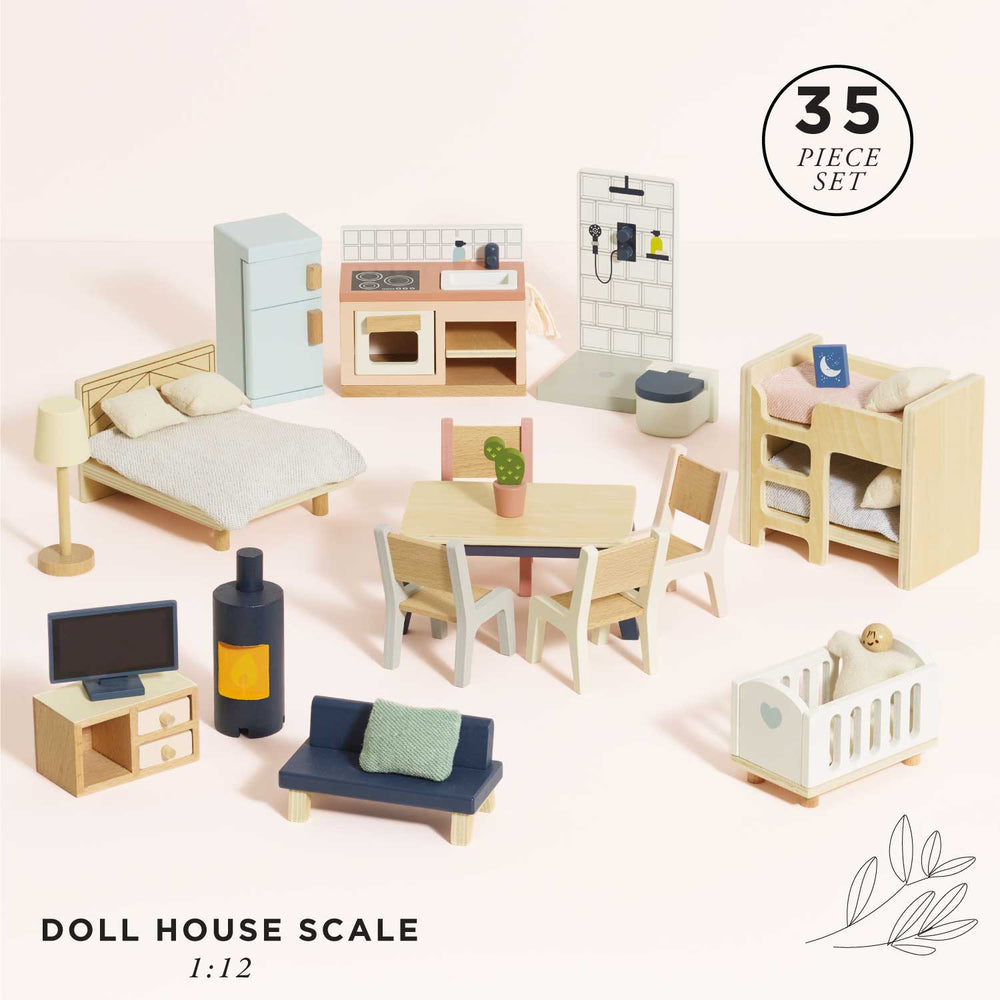 Complete Dolls House Furniture by Le Toy Van - back view