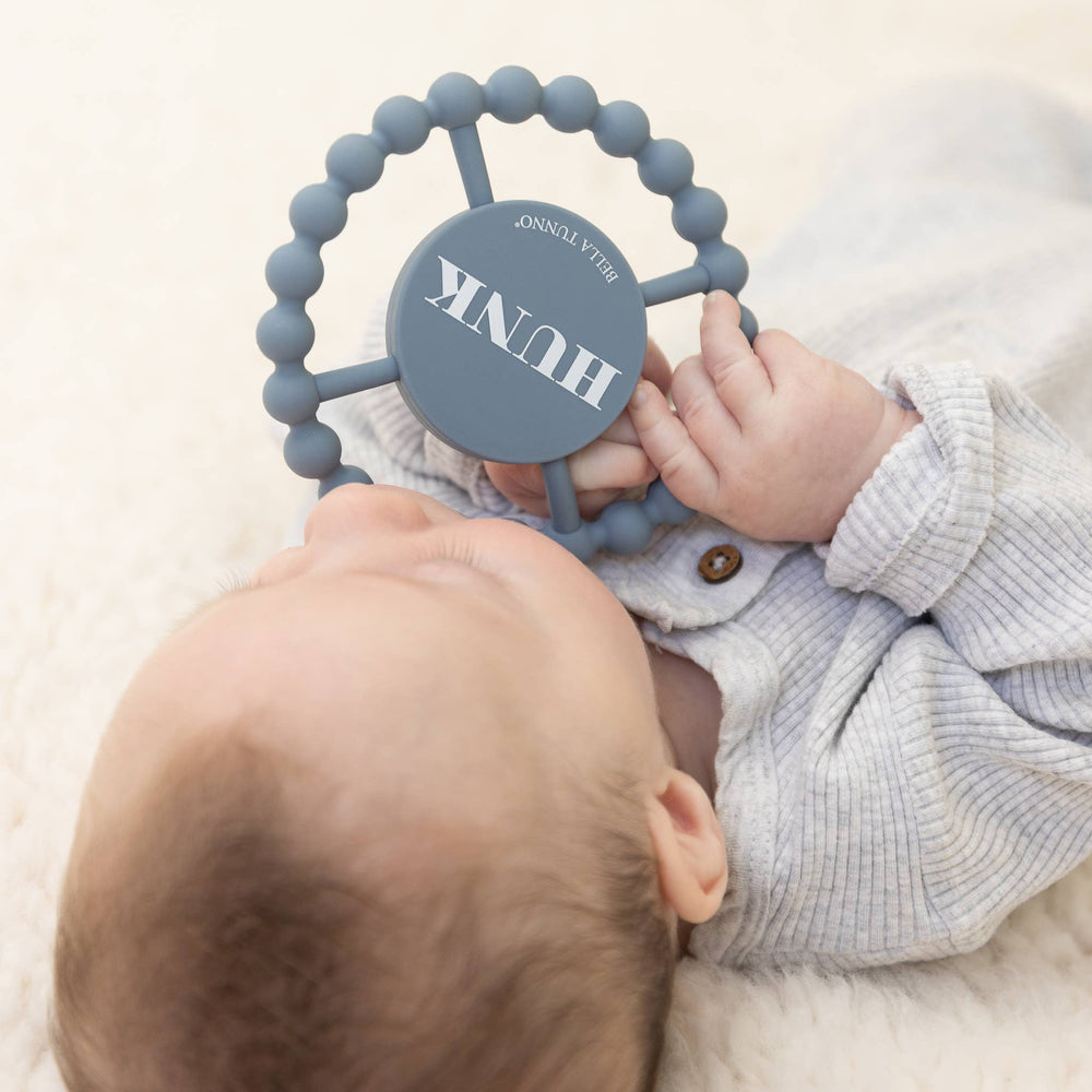 Hunk Blue Happy Teether by Bella Tunno - back view