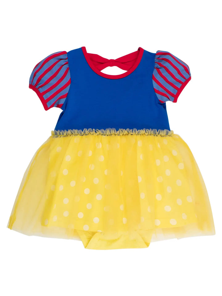 Royal Blue and Yellow Princess Short Sleeve Princess Bow Twirl Romper