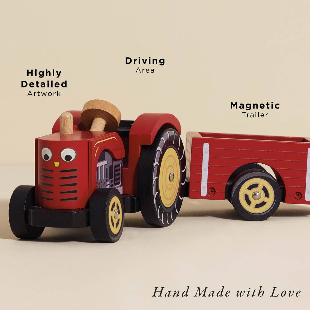 Farmyard Tractor & Trailer by Le Toy Van - back view