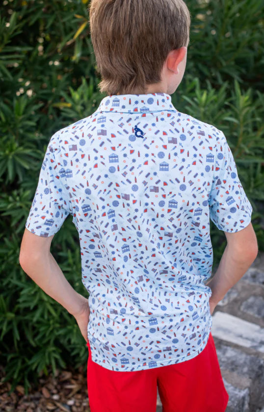 Stars & Stripes Polo Short Sleeve Shirt by Blue Quail - lifestyle view