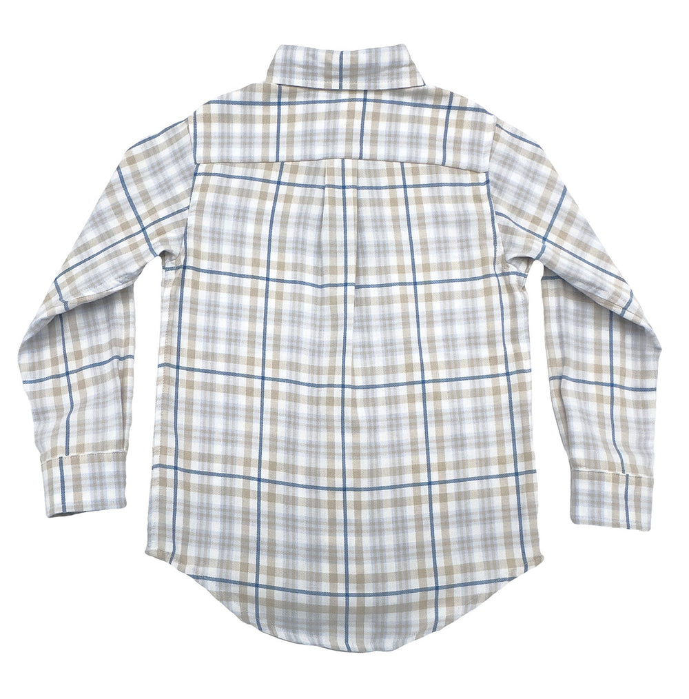 Carter Oxford Shirt Khaki Blue Plaid by Saltwater Boys - alternate view