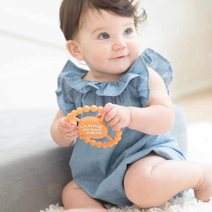 I Laugh at Dad Jokes Happy Teether