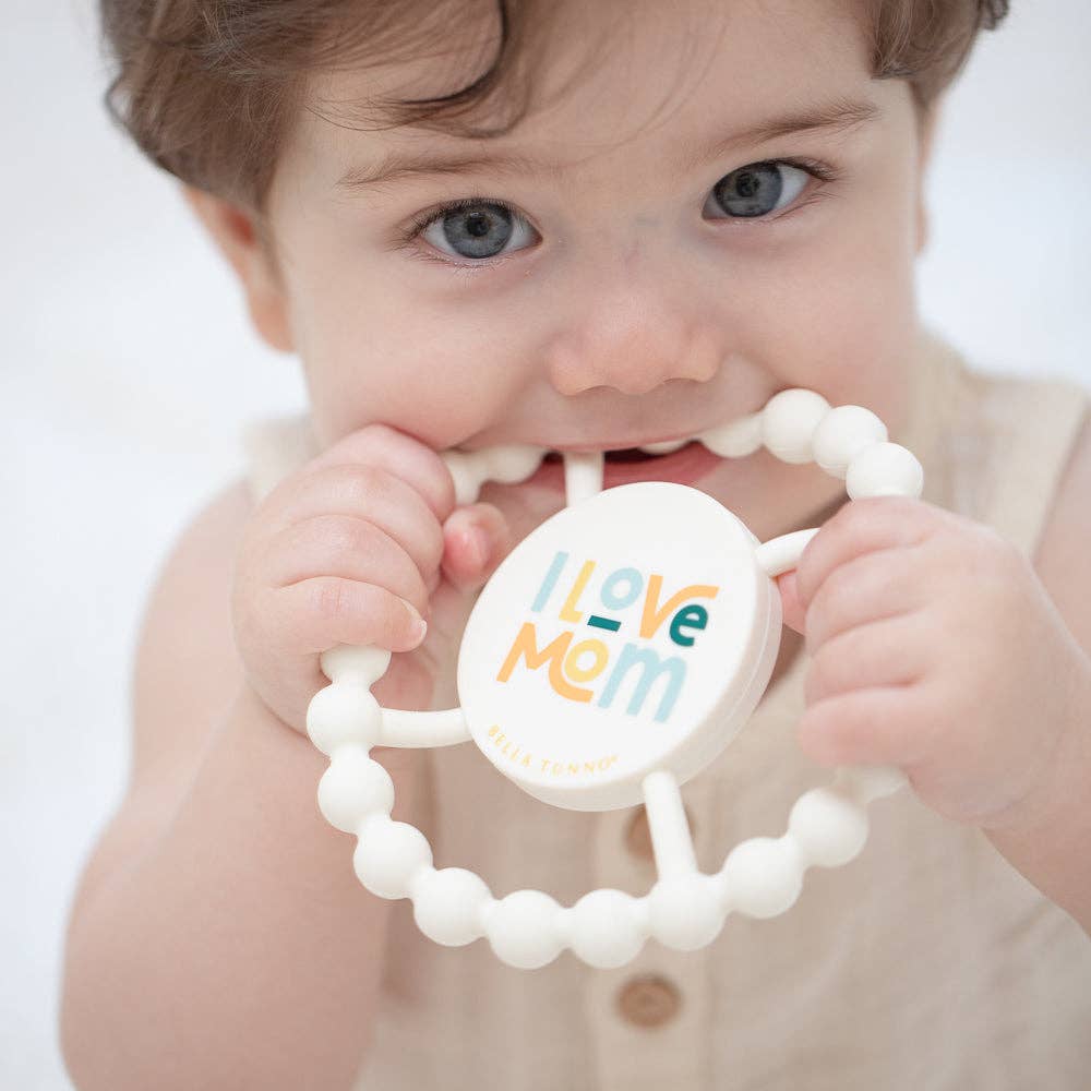 I Love Mom Happy Teether: Off White