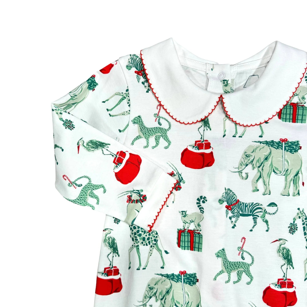 Christmas Safari Footless Peter Pan Playsuit by Heyward House - alternate view