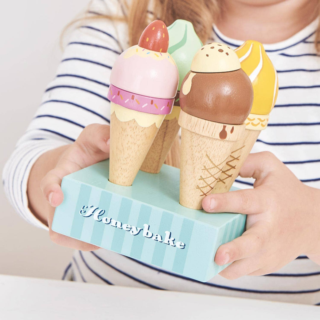 Wooden Ice Cream Cones Set by Le Toy Van - close-up detail