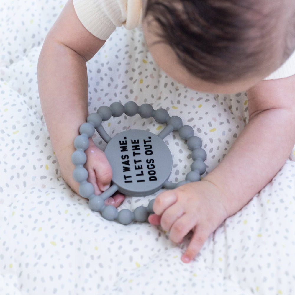 Dogs Out Happy Teether: Gray by Bella Tunno - alternate view