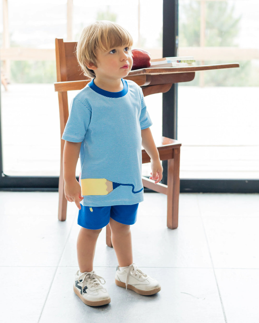 Pencil Harry Play Knit Tee- Periwinkle Bitty