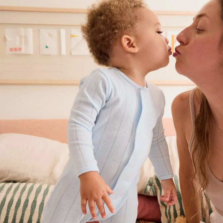 Love Lines Blue Pointelle Footie