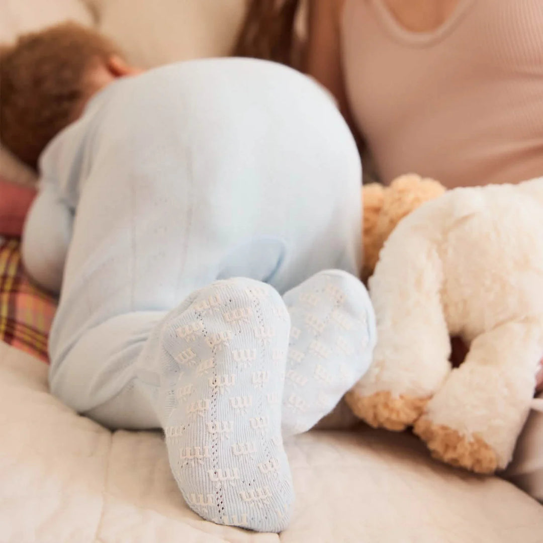 Love Lines Blue Pointelle Footie