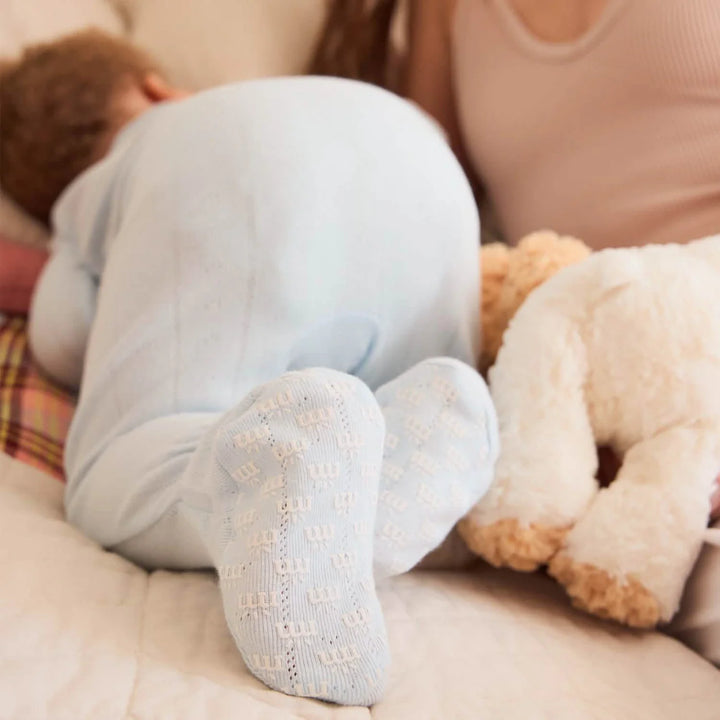 Love Lines Blue Pointelle Footie