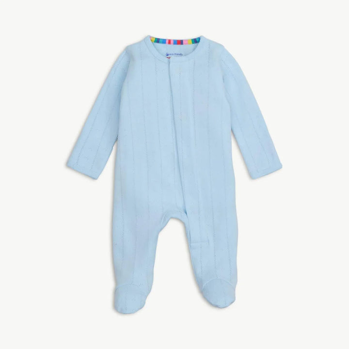 Love Lines Blue Pointelle Footie