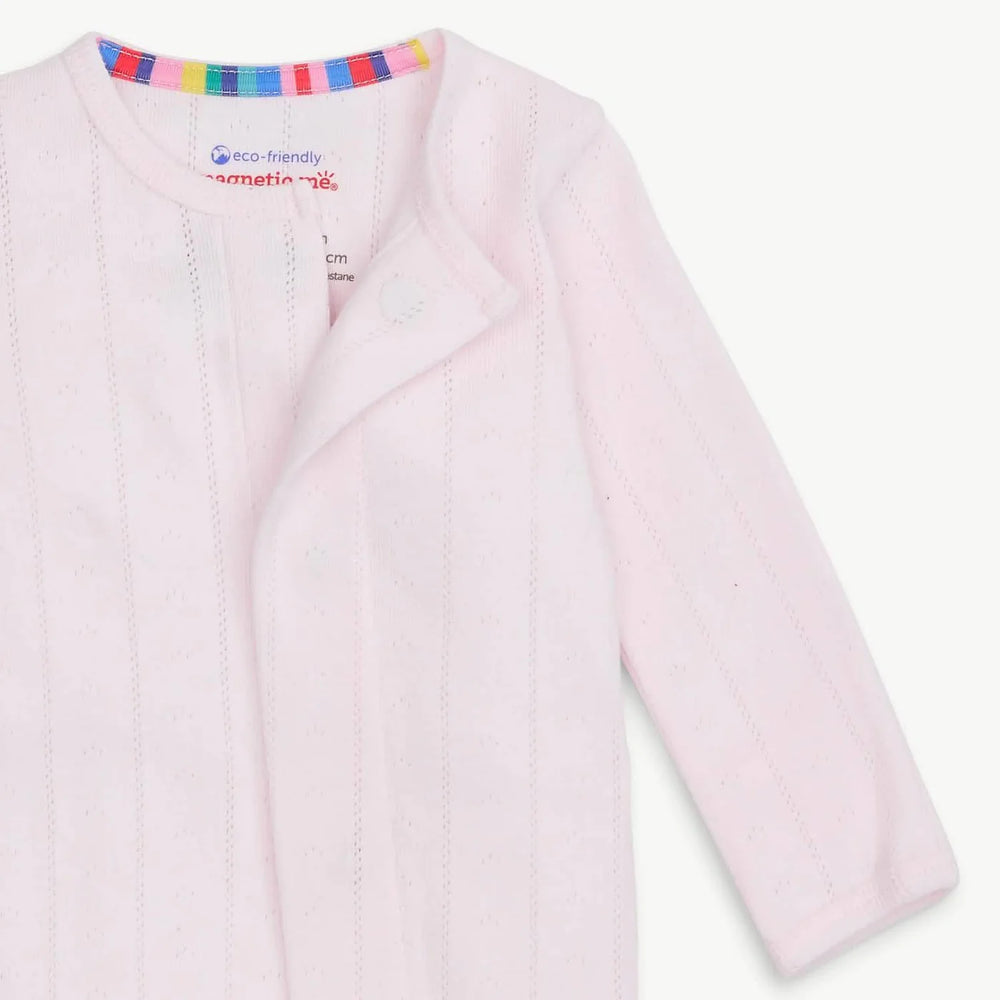 Love Lines Pink Pointelle Footie by Magnetic Me - back view