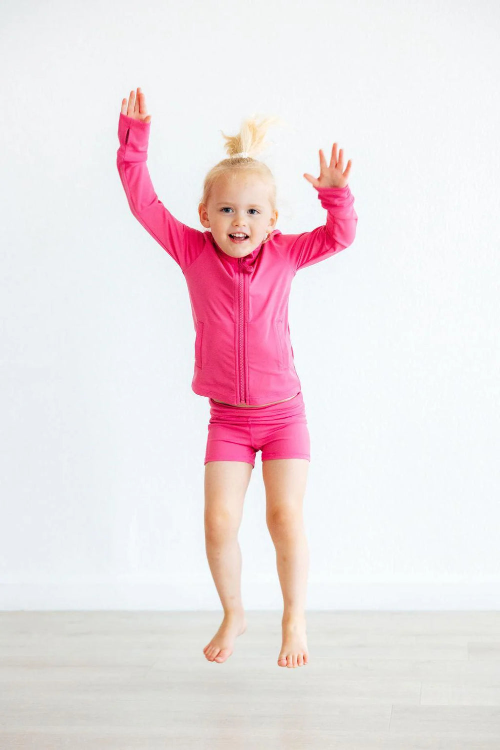Fuchsia Flash Active Shorty Shorts by Mila and Rose - alternate view