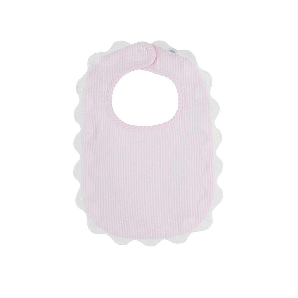 Seersucker Scallop Bib by Mud Pie - alternate view