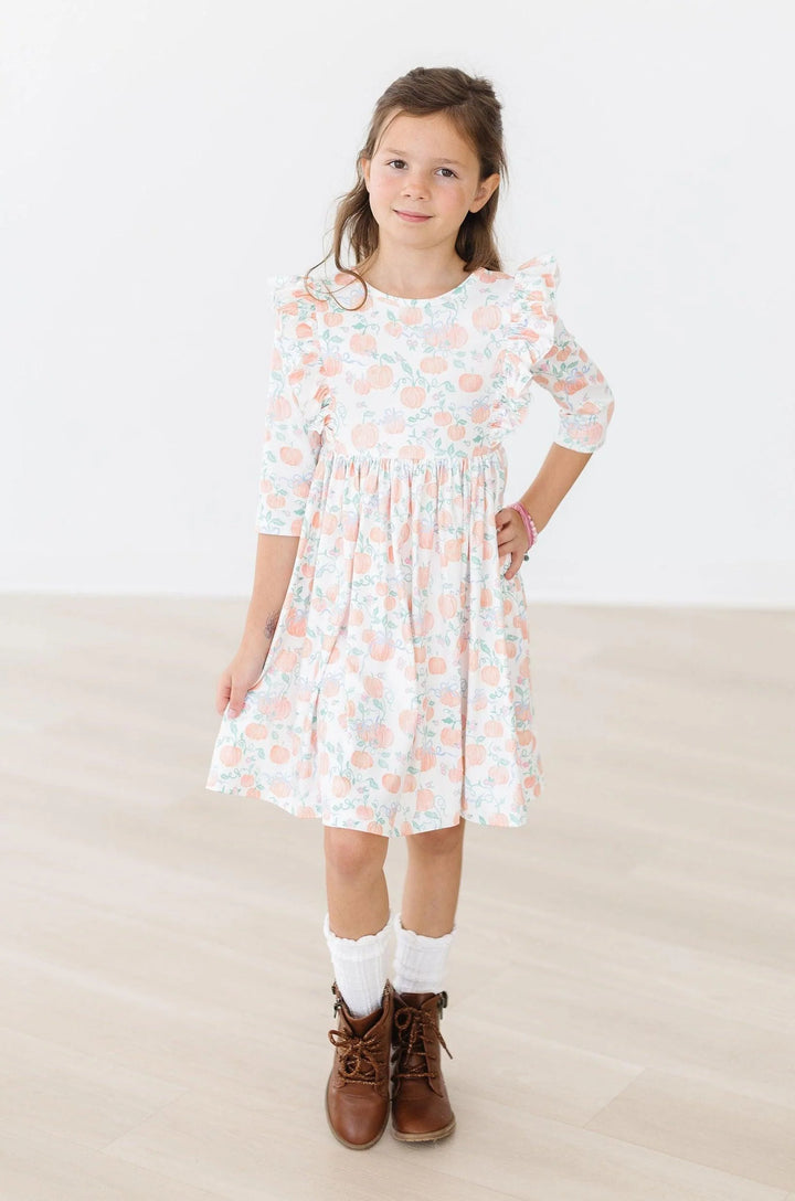 Pretty Pumpkin Ruffle Twirl Dress