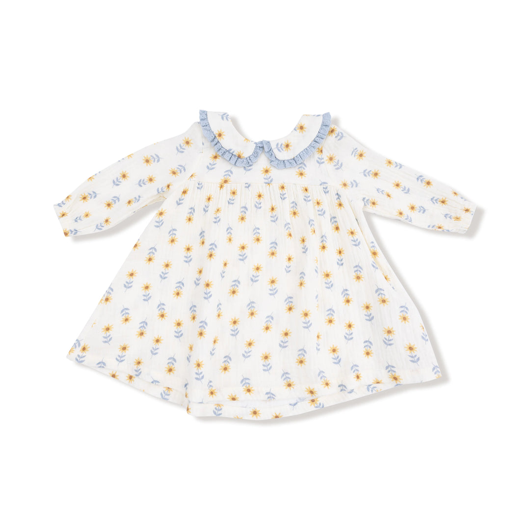 Western Sunflower Peter Pan Collar Dress and Leggings