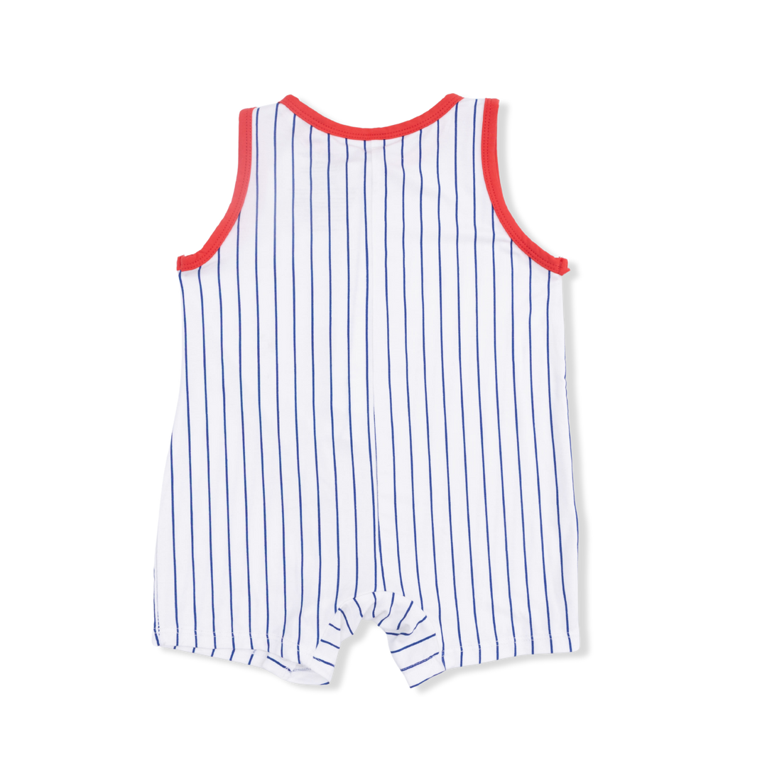 Baseball Stripe - Sleeveless Shortie Romper